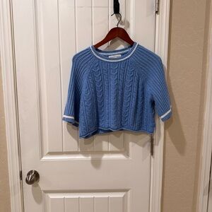Sweet moon cropped blue Cable Knit Sweater